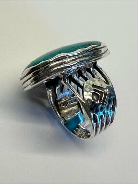 Silpada Large Turquoise Statement Ring Sterling Silver Western Size 8